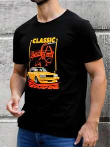 King T-shirt Playera de Hombre Estampada 100% Algodón Cuello Redondo Manga Corta Diseño Coches Classic Velocidad Carros Ropa Casual Estilo Urbano Streetwear Ajuste Cómodo Tacto Suave Transpirable Ideal para Todas Las Temporadas o Estaciones Prenda Ligera de Alta Calidad Look Moderno Masculino Outfit Diario Deportivo Vacacional Moda Actualizada Combinable con Pantalón de Mezclilla Joggers Bermudas o Chamarra en Varios Colores - Negro - Ver 1