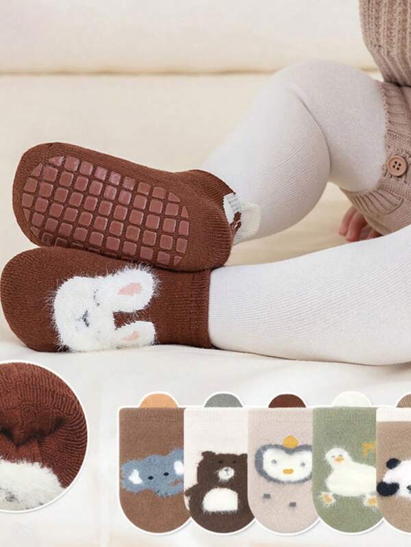 1 Pair Cute Cartoon Baby Toddler Socks, Casual Cartoon Print Flat Socks, Soft Breathable Comfortable, Suitable For Beginners