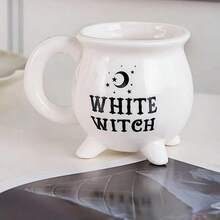 1pc Halloween Witch Magic Potion Ceramic Bottle With Handle - Bicolor Black & White Design, Crescent Moon & Star Decor, No Electricity Needed, Spooky Home Decor Gift, Mystical Themed Design, Crafted With Precision