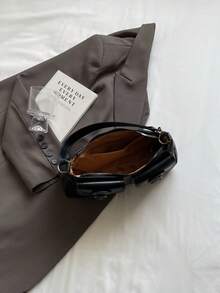 Buckle & Studded Decor Bag - Black - View 8