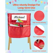 Chair Pockets For Classroom, 24 Pack, 18 X 20 Inches Chairback Buddy Pocket With Name Tag, 6 Bright Colors, Back Of Chair Organizer For Kids In Classroom, Kindergarten, School, And Home - Multicolor - View 4
