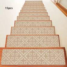 1/7/15 pièces Tapis d'escalier intérieur confortables et doux, tapis d'escalier, marches en bois, tapis antidérapants pour marches d'escalier, tapis antidérapants pour escaliers intérieurs en bois, tapis d'escalier autoadhésifs antidérapants, tapis d'escalier pour marches en bois, tapis de passage pour marches en bois, tapis d'escalier pour marches en bois intérieures