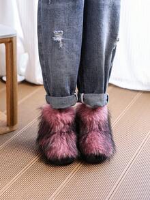 1 Pair Cute Niche Furry Boots, Mid-Calf Winter Snow Boots For Girl - Pink - View 8