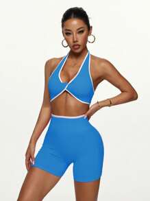 PinkTip "Black & White Contrast Crop Top & High-Waist Yoga Shorts Set LaserTrimmed Edges & Tummy Control 4Way Stretch MoistureWicking Fabric Gym, Pilates & Streetwear Essential"
