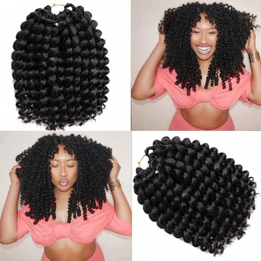 Jamaican Bounce Crochet Hair 22 Strands 4 Packs Wand Curl Crochet Hair Curly Crochet Braids For 12 Inch (Pack Of 4 #1B)5001 - #1B - 查看 1