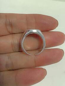 Solid Circle Medal Ring Studded In 925 Silver, Adjustable Genuine Jewelry - Bạc - Xem 5