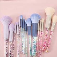 طقم فرش مكياج جديد لموسم العودة إلى المدرسة - 5 قطع، مقبض لؤلؤي ملون، شعيرات ناعمة، يشمل فرشاة البودرة وفرشاة ظلال العيون وفرشاة البرايتنر وفرشاة الكونسيلر، طقم مكياج كامل