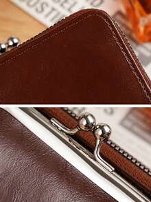 Bluey Bluey Portable Lanyard Faux Leather Multifunctional Short Wallet Cute Bluey Retro Color Print Purse Three Colors Available With Zipper For Valentine's Day Card Holder