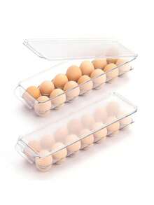 Refrigerator Egg Rack With Lid, Refrigerator Egg Storage Box Plastic Storage Box, Transparent 14-Grid Egg Tray, Compartment Anti-Collision Egg Storage Box With Lid, Transparent Stackable Egg Storage Box, Suitable For Home/Kitchen Storage, Suitable For Refrigerator, Cabinet, Kitchen Storage Cabinet, Kitchen Accessories - Multicolor - View 8