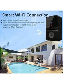 视频门铃 无线 WiFi 视频门铃带摄像头 智能安全门铃带云存储、运动检测、双向音频家庭对讲、可充电电池、高清夜视（黑色） - 彩色 - 查看 4