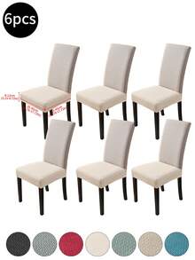 1pc/2pcs/4pcs/6pcs/30pcs Beige Jacquard Striped Dual Elastic Seat Cover, Removable And Washable Chair Protector, Suitable For Decoration In Dining Room, Living Room, Bedroom And Office - Multicolor - View 15