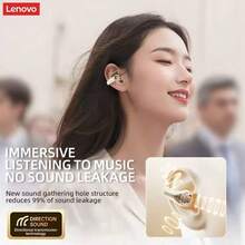 Écouteurs ouverts ultra Lenovo EA400, casque Bluetooth, conception à écouteurs ouverts, crochet d'oreille, Bluetooth 5.4, longue durée de vie de la batterie, annulation du bruit, avec microphone, style crochet d'oreille, écouteurs sans fil véritables, convient aux sports, à la course, au bureau