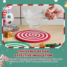 4pcs Mixed Christmas Series Round Woven Placemats, 7.09inch (18cm) Diameter, Thick Heatproof Coasters Made Of Braided Rope In Assorted Styles, Suitable For Cups, Pots, Bowls As Christmas Gifts