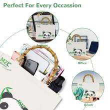 MZLBAMBOO Reusable Canvas Bags, Large Work Tote Bag, Water Resistant Shopping Bags, Foldable Grocery Bag For Computer, Daily Essentials