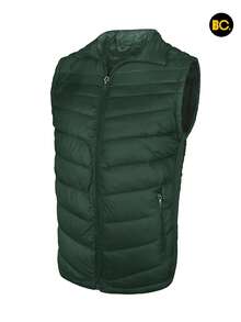 Big City Chaleco acolchado para hombre con cierre frontal y bolsillos laterales, abrigo ligero tipo puffer casual moderno para clima frío, - Verde Oscuro - Ver 8