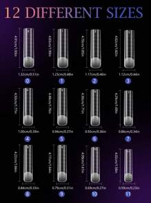 120PCS Transparent Square Nail Mold, 12 Sizes XXL Matte Full Set Of Double Polymer Nail Gel Shape Finger Extension Nail Tool Accessories, Suitable For Salons And DIY