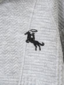 Boys' Casual Embroidered Hooded Jacket & Pants 2-Piece Outfit Set For Spring, Autumn & Winter, Essential Gift - Grey - View 3