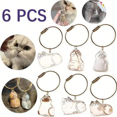 6 件透明宠物狗毛发收纳盒，带旋转盖和配件 - 耐用塑料宠物粪便管理，易于清洁的宠物玩具和碎屑收集器，装饰性狗用品