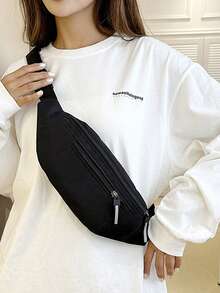 Bolso de cintura estilo coreano, ligero de nailon | Bolsa de pecho multifuncional para deportes y con cremallera antirrobo ajustable y gran capacidad para guardar el teléfono móvil, el cambio y artículos personales, ideal para viajes al aire libre y salidas - Multicolor - Ver 23