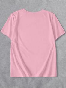 Plus Size Women's Casual Summer Printed T-Shirt With Shell Pattern Design - Short Sleeve, Round Neck, Lightweight Breathable, Summer Beach Tee, Breathable Clothing | Cute Printed Top | Comfortable Fit, Plus Size Women T-Shirt - Pink - View 2