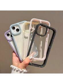 1个黑色奢华闪亮钻石透明手机壳，兼容 17 Air 16e/15 Pro Max/14 Plus/13 Pro，防震保护，硬质亚克力材质，带防撞边框 - 黑色 - 查看 9