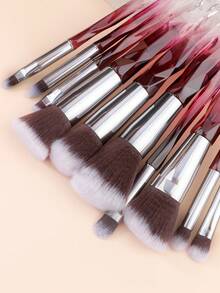 10pcs Makeup Brush Set, Crystal Clear Handle, Includes Foundation Brush, Concealer Brush, Eyeshadow Brush, Eyeliner Brush, Eyebrow Brush, Ideal Gift For Makeup Beginners - Multicolor - View 6