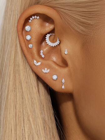 EleRunis 1 buc 0.1 carate moissanit 925 argint sterlin Marquise moissanit șuruburi plat spate cartilaj helix piercing mireasă bijuterii fine pentru purtare zilnică nuntă petrecere logodnă aniversare Ziua Îndrăgostiților