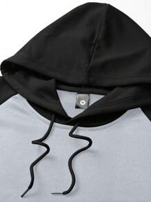 Men's Spring/Autumn Lightweight Raglan Sleeve Color Block Hoodie, Long Sleeve Pocket Casual Sports Outdoor Commute Work Fishing Camping Vacation Sweatshirt, Gift For Boyfriend/Husband, Color Block Hooded Pullover