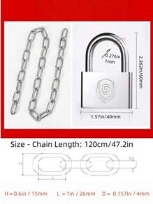 Motorcycle Lock: Extended And Thickened Stainless Steel Chain, High-Strength Anti-Theft Chain Lock, Available In Three Lengths Of 2/3/4 Feet. It Has A Wide Range Of Uses, Suitable For Bicycle Locks, Motorcycle Locks, Yacht Locks, Fishing Boat Locks, Door Locks, Fence Locks, Gate Locks And Student Dormitory Locks.