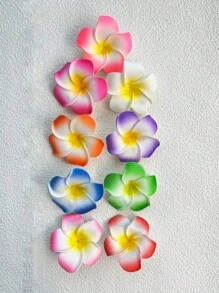 10/15个随机夏威夷花朵发夹，女士人造花发夹，鸡蛋花发夹，适合假日海滩派对、夏季热带花朵发饰、婚礼派对、送给女孩的节日礼物、母亲节礼物、爪夹、发夹、发卡