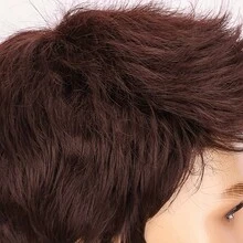 Peruka męska Basic Brown z prostymi włosami, włókno wysokotemperaturowe, czepek z siateczki w kolorze róży, gęstość 130%, rozmiar uniwersalny - Kawowy brązowy - Zobacz 6