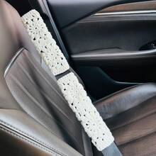 onEternal Handmade Crochet Puff Steering Wheel Cover And Seatbelt Cover Car Decor Set