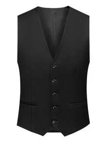 男士纯色百搭商务休闲正装经典黑色马甲