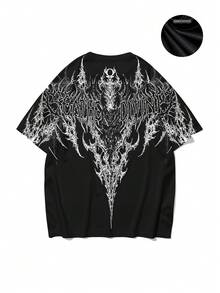 Camiseta de manga corta casual de verano para hombres, estilo vintage oscuro, cuello redondo, tela de poliéster, adecuada para deportes y fitness, estilo de los años 2000