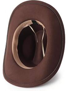 Classic Western Felt Cowboy Hat With Wide Brim For Outdoor Use - 1 Pc Style 2: Coffee - View 8