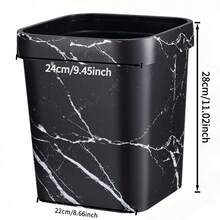 方形仿木纹垃圾桶带按压环，适用于浴室、酒店、餐厅、客房