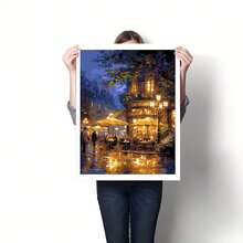 Adult Digital Painting: From Beginner To Advanced Digital Painting Kit - Fun Adult DIY Art And Craft Project - Kit Includes - Canvas Painting, 3 Brushes, Acrylic Paints, Home Decor Art Kit (Night Street Cafe, 16x20 Inch Unframed)