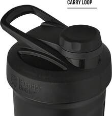 BlenderBottle Strada Shaker Cup Insulated Stainless Steel Bottle With Wire Whisk, 24-Ounce, Black