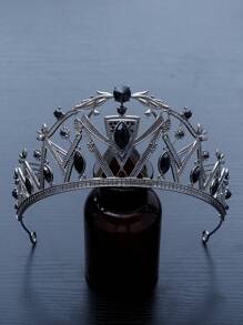 1 buc coroană din metal negru, în stil gotic, încrustată cu pietre prețioase, design superb și misterios, potrivită pentru petreceri tematice, cosplay și alte ocazii
