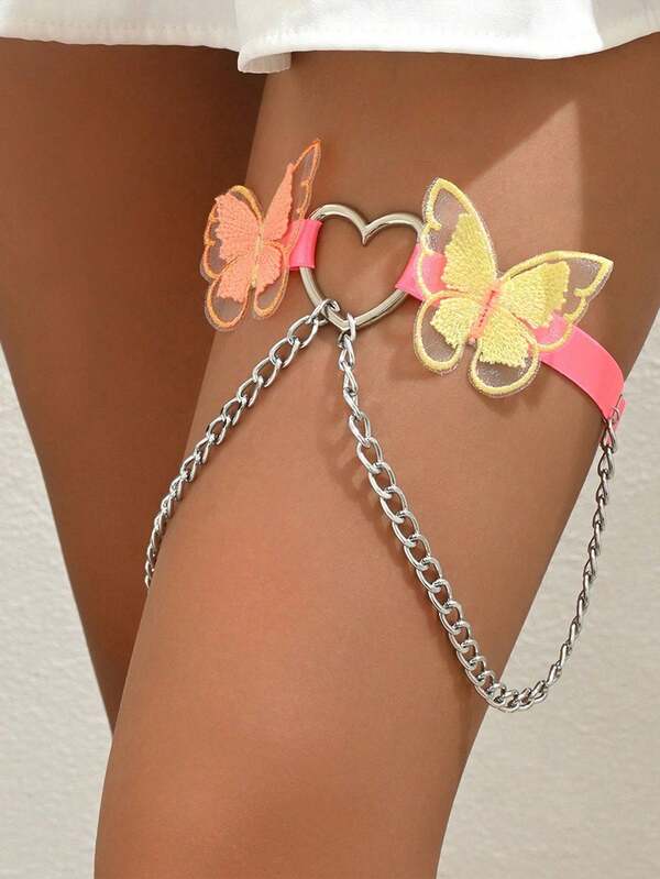 1pc Adjustable Colorful Butterfly Love Leg Chain Accessory For Women