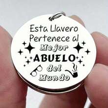 2 Stücke Bester Opa Schlüsselanhänger, spanisch lasergravierten runden Edelstahl Schlüsselanhänger für Opa, Weihnachten, Thanksgiving, Geburtstag Geschenke, Familien Party Zubehör