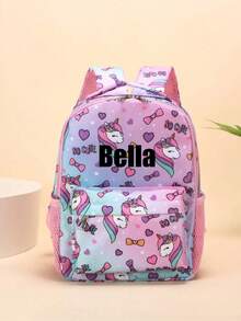 可定制迷你儿童背包和胸包，可印制个性化姓名或节日祝福语的书包。全新两件套组合包，适合返校季，2件套男童女童迷你休闲百搭可爱挖土机尼龙材质拉链闭合背包腰包，适合日常外出上学、户外运动旅行零钱包，时尚秋季，儿童，定制儿童包 - 文字1 - 查看 38