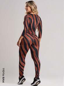 Women's Long Jumpsuit 3/4 Closed Back Fitness Suplex MVB Modas