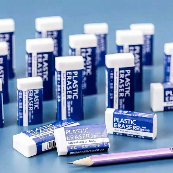 4 pièces Gommes de crayon 2B, gommes rectangulaires pour l'écriture, fournitures de bureau et scolaires, cadeaux de rentrée scolaire, papeterie scolaire, papeterie pour étudiants
