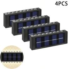 4-częściowa lampa ścienna zewnętrzna IP44 zasilana energią słoneczną, oświetlenie zewnętrzne 12/16 LED, oświetlenie ogrodowe do willi, zerowy rachunek za prąd, bezprzewodowa konstrukcja do zewnętrznego muru granicznego