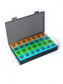 1 Monat 30 Tage Pillenorganizer Box, tragbare Medikamenten-Erinnerungspillenbox mit Fächern für die tägliche Dosis - Verschiedenfarbig - Übersicht 8