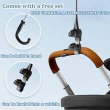 Stroller Umbrella With Adjustable Universal Clamp,Clip On Umbrella With Clip On UPF 50+ Great For Pushchair,Strollers,Beach Chair - Multicolor - View 7