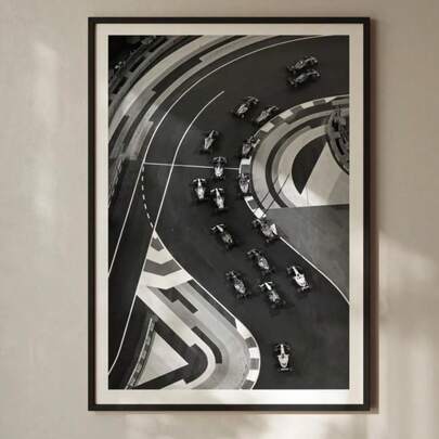 1 Cartel del Circuito de Fórmula 1, Impresión de automóvil única para pared, Foto icónica y colorida de F1, Impresión en lienzo para decoración de pared moderna para sala de estar, dormitorio u oficina, sin marco