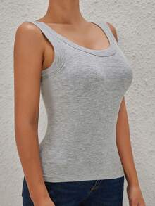 EssElegance, Sports Bra Tank Top With Removable Padded - Seamless Wire-Free Design For All Seasons, Yoga, Running, And Fitness​ Tank Top With Built In Bra Fall Clothes For Women - Xám - Xem 5