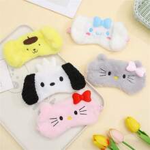 Sanrio 1pc Sanrio Kuromi And Hello Kitty Plush Sleep Mask - Cute Cartoon Design, Soft Blackout Cover, Suitable For All Types Of Light Brown, Features Fluffy And Comfortable Cute Cat Eye Sleep Mask - Blackout Goggles, A Cute Gift For Girls
